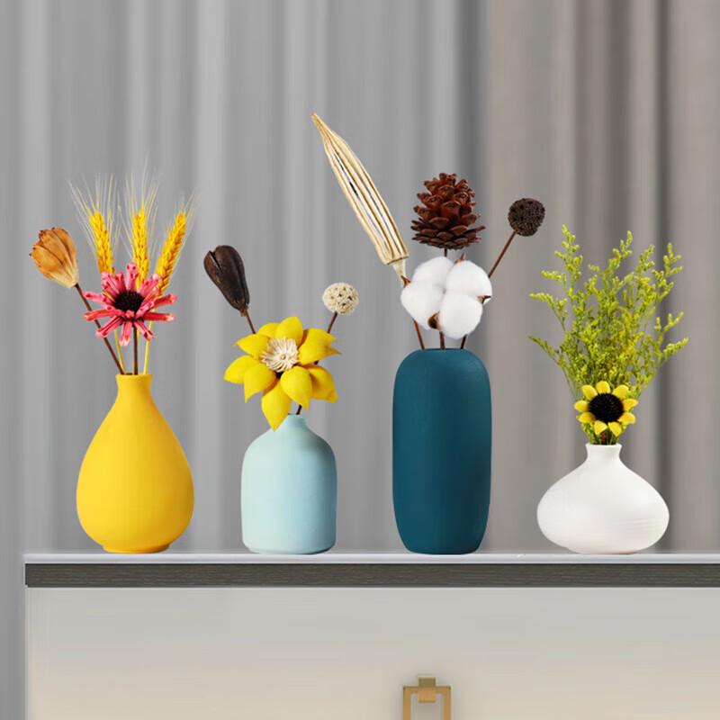 Jinlongxing Ceramic Car Vase Set with Dried Flowers
