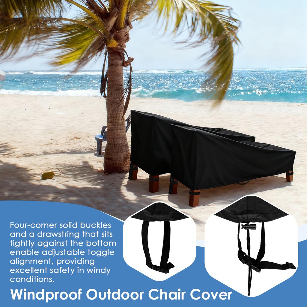 Patio Chaise Lounge Cover Waterproof Oxford Cloth Outdoor Lounge Chair Cover with Storage Bag Furniture Protective Cover