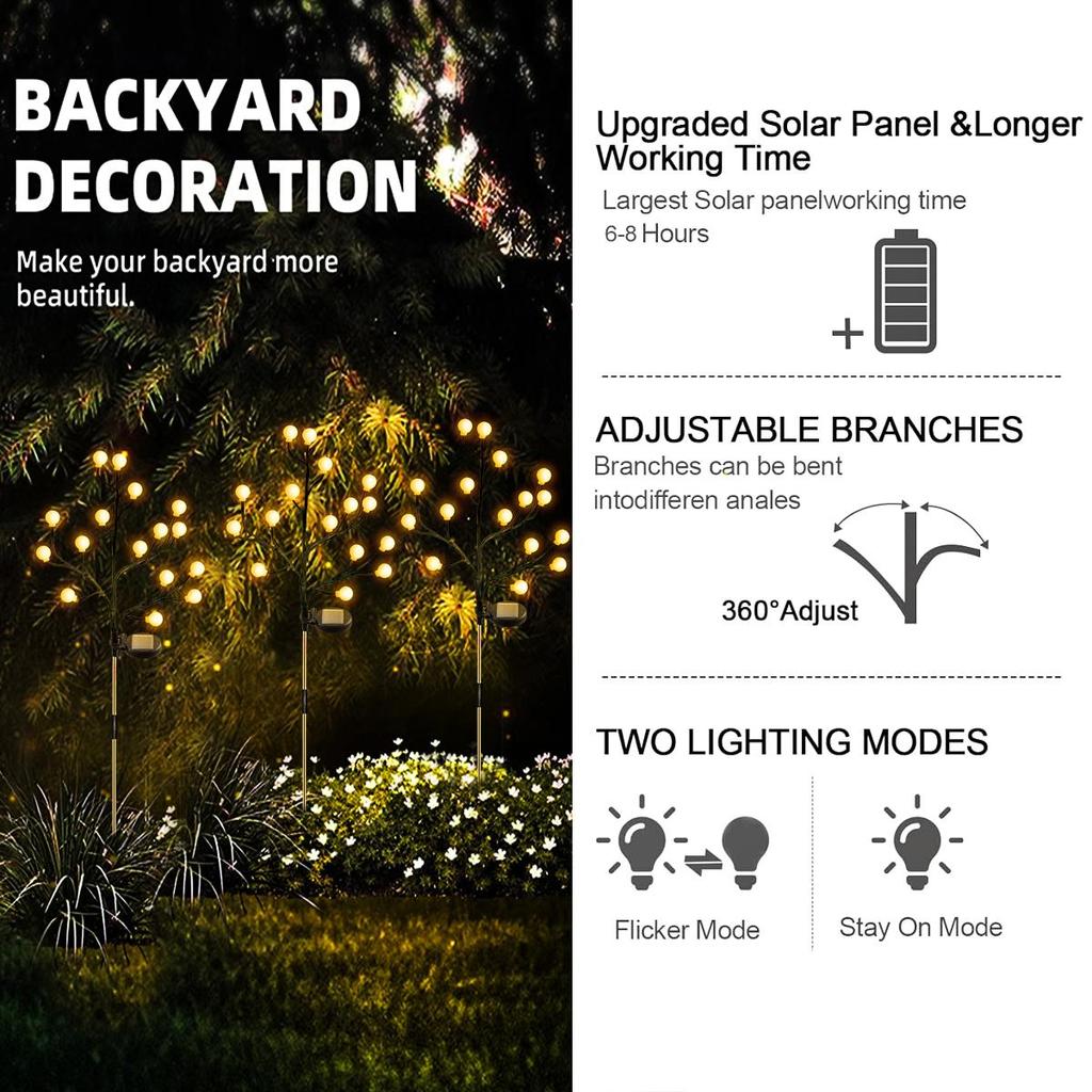 Форма ветки дерева Солнечные садовые декоративные фонари Наружные водонепроницаемые заземляющие фонари Ландшафтные фонари