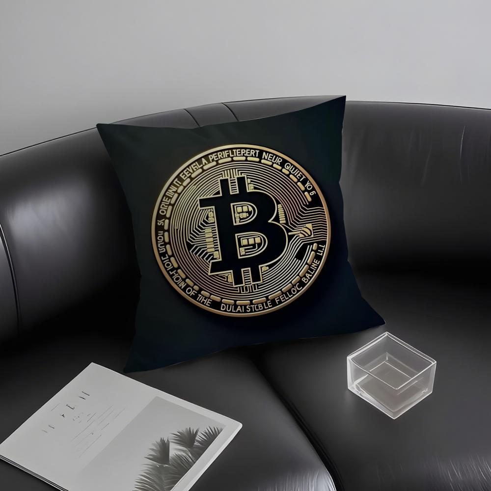 Модная Наволочка для Подушки Bitcoin Ультрамягкая Кожевенная Ткань Облачная Мягкость и Скрытая Молния