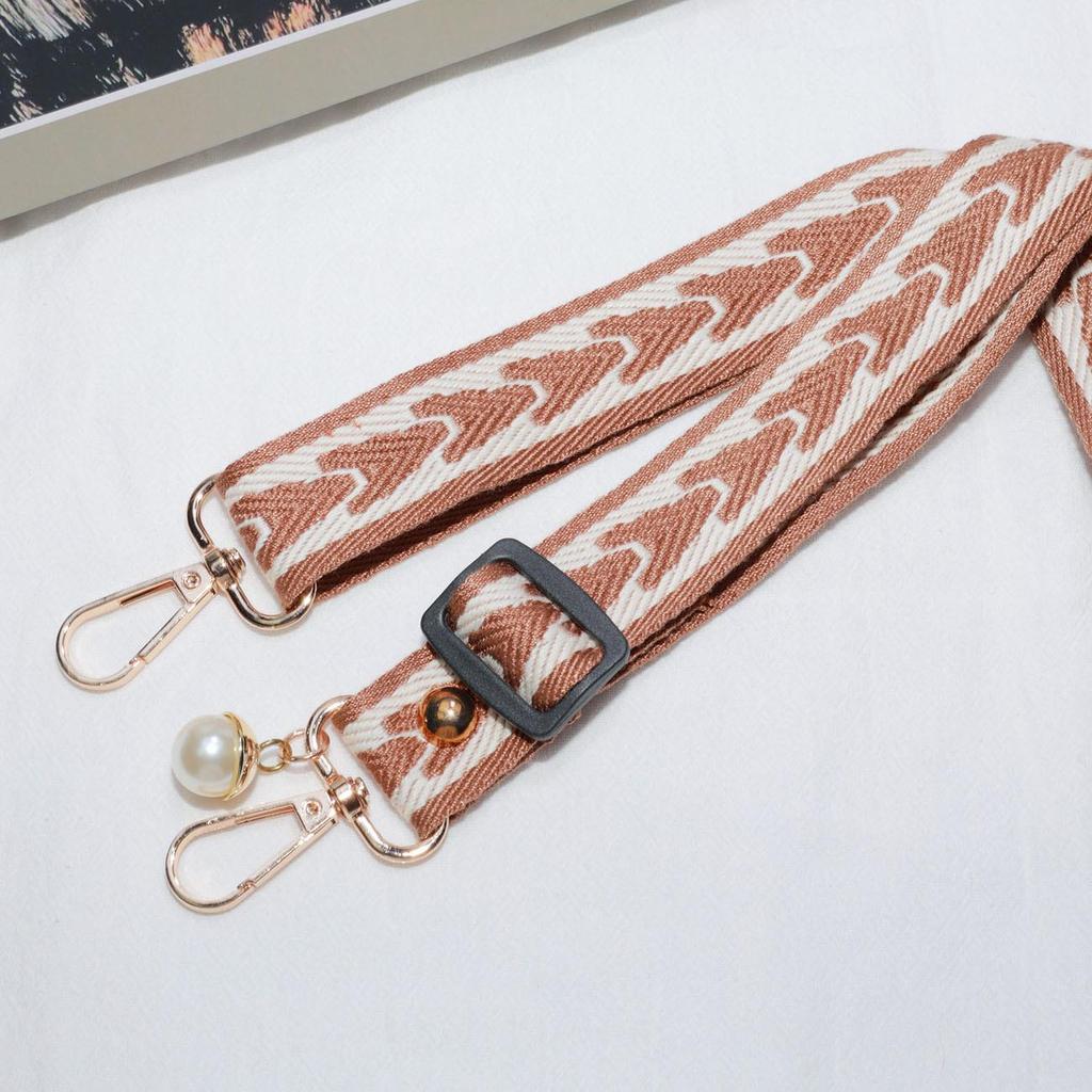 Регулируемый широкий плечевой ремень в стиле ретро с отделкой жемчугом - Модный и универсальный аксессуар для сумки