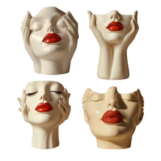 Держатель для ручек с женским контуром, художественная ваза ручной работы в форме женской головы, минималистичный держатель для кистей для макияжа для дома, гостиной, книжной полки, декора