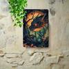 Handcrafted Bohemian Dragon Tinplate Wall Art - Vintage Metal Painting with Vibrant Colors & Textured Finish, Rustic Home Decor