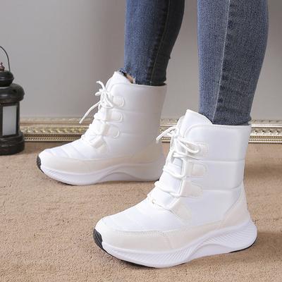 Зимние ботинки для женщин, водонепроницаемые, нескользящие, на шнуровке, с подкладкой из искусственного меха, женские теплые короткие ботинки для ходьбы для походов