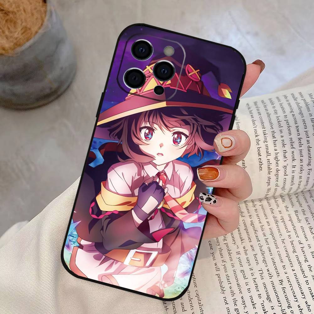 Чехол для телефона Konosuba для iPhone 17, 16, 15, 14, 13, 12, 11 Plus, Pro Max, Другие Мягкий Черный Чехол