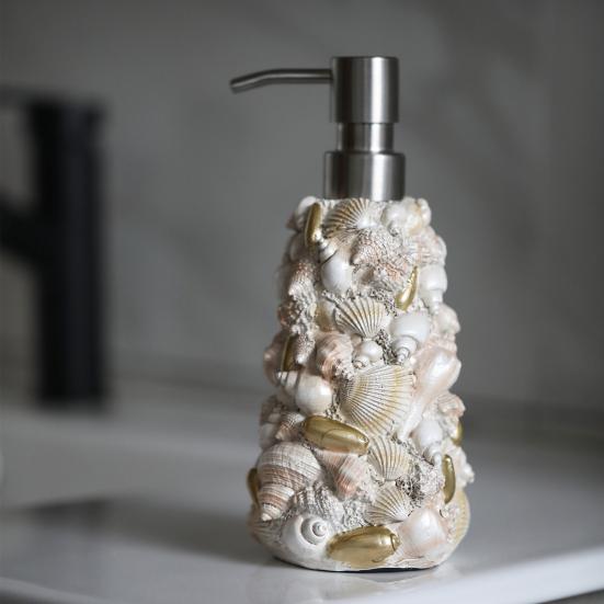 Диспенсер для мыла Shell Design, водонепроницаемый, из нержавеющей стали, дезинфицирующее средство для рук, лосьон, шампунь