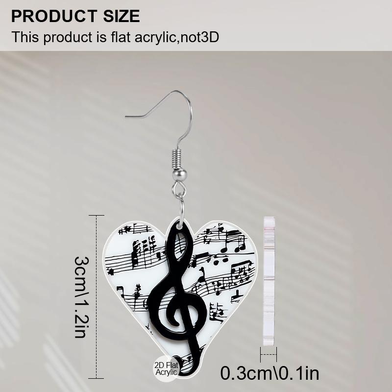 2D Плоский узор из музыкальных нот Акриловый материал Серьги-подвески Рождественский подарок на День благодарения