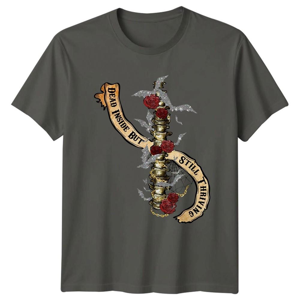 Dead Inside But Still Thriving Unisexs TShirt Skeleton Aesthetic Halloween Gift