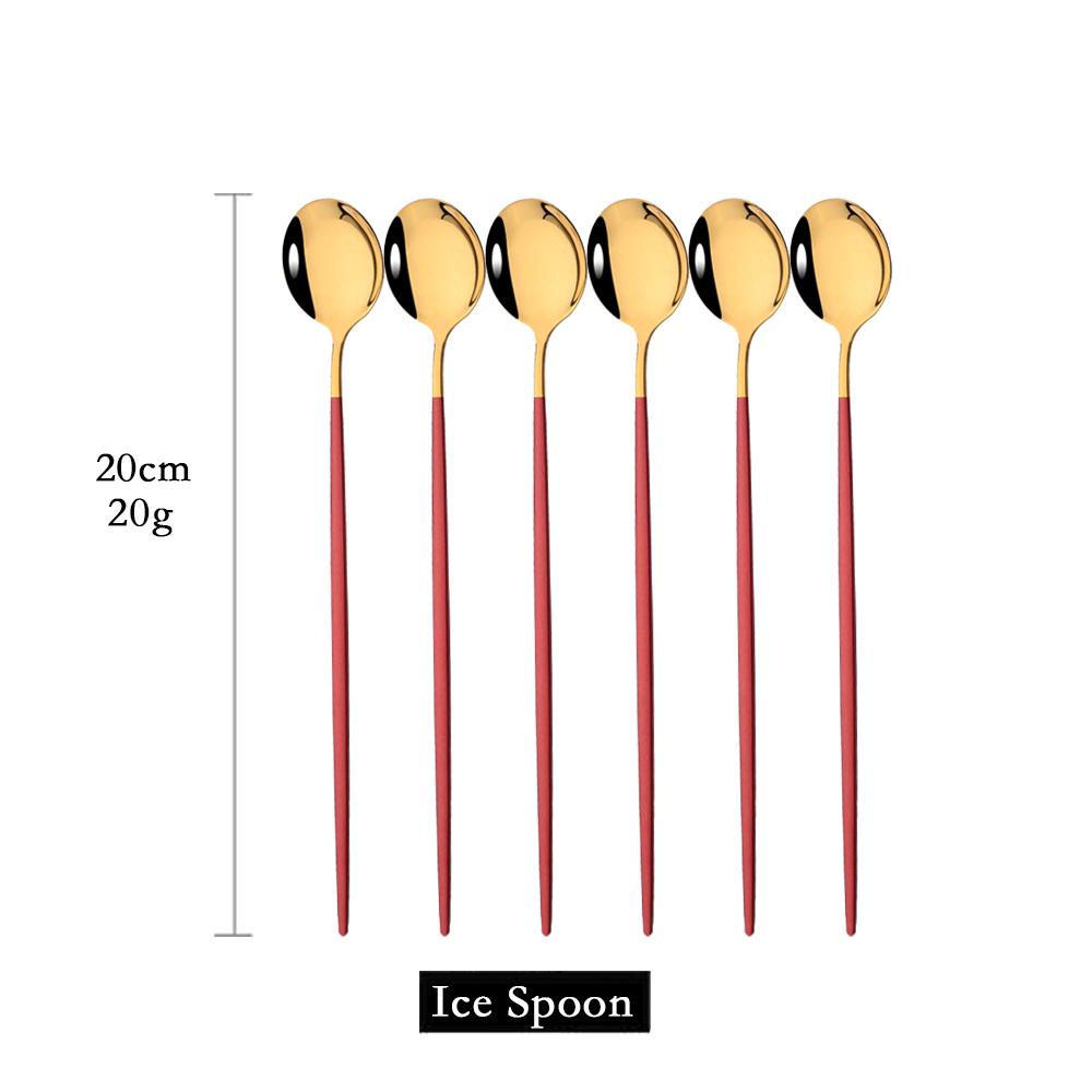 Набор столовых приборов с длинной ручкой для мороженого, красочная столовая ложка, барные ложки, набор столовых приборов для сока, кофе, кухонные принадлежности