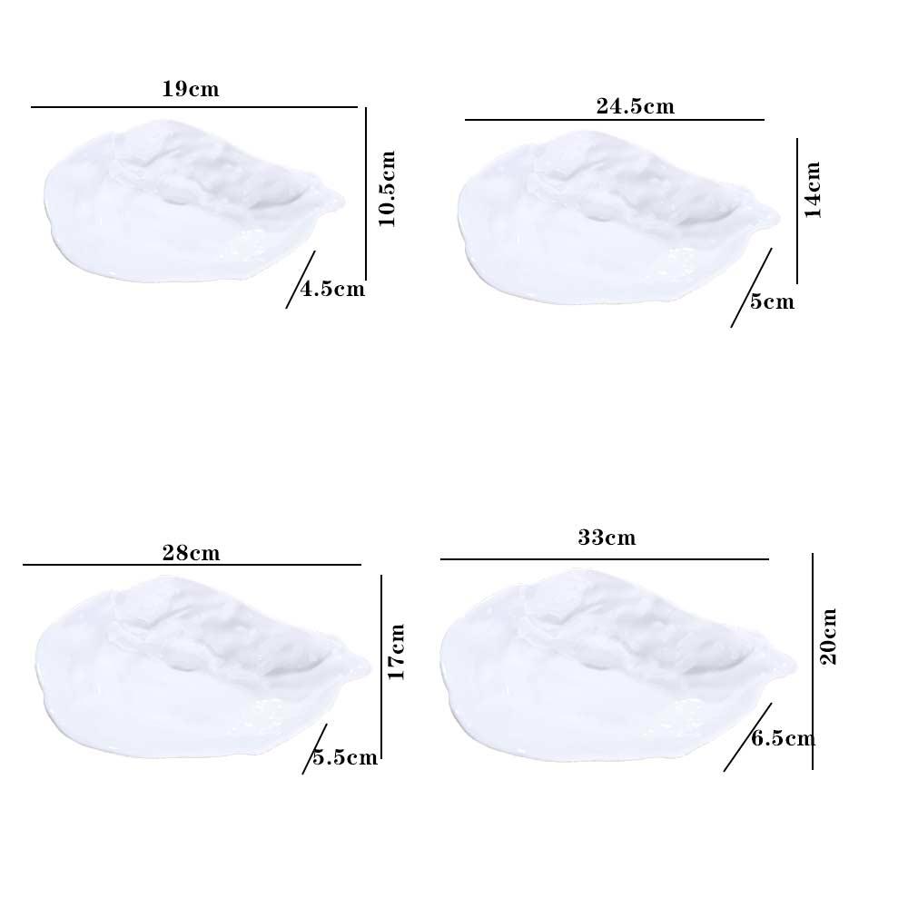 Ceramic Sashimi Plate Oyster Shell Shape Dessert Tray Kitchen Organizer Storage Dish Restaurant
