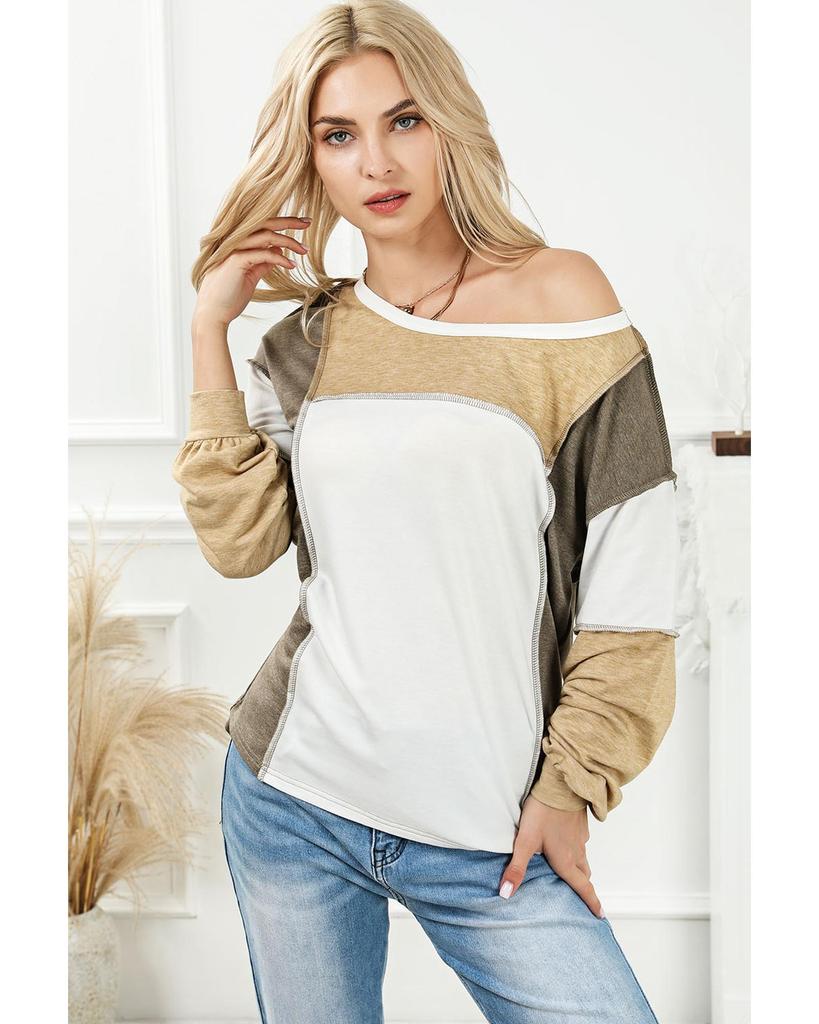 Azura Exchange Exposed Seam Color Block Patchwork Top