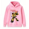 Kids Boys Girls Casual Pullover Hoodie, Cool Cartoon Mecha Robot Pattern Long Sleeve Hooded Sweatshirt, Comfortable Loose Top For Daily Wear And Outdo