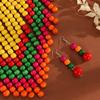 Statement Jewelry Set Bohemian Retro Ethnic Handmade Wooden Bead Woven Bib Necklace And Earrings Women's Daily Accessories