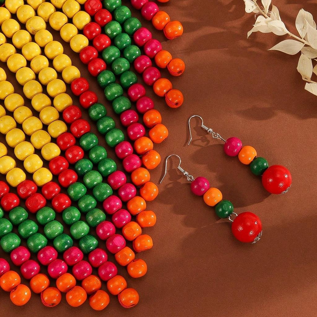 Statement Jewelry Set Bohemian Retro Ethnic Handmade Wooden Bead Woven Bib Necklace And Earrings Women's Daily Accessories