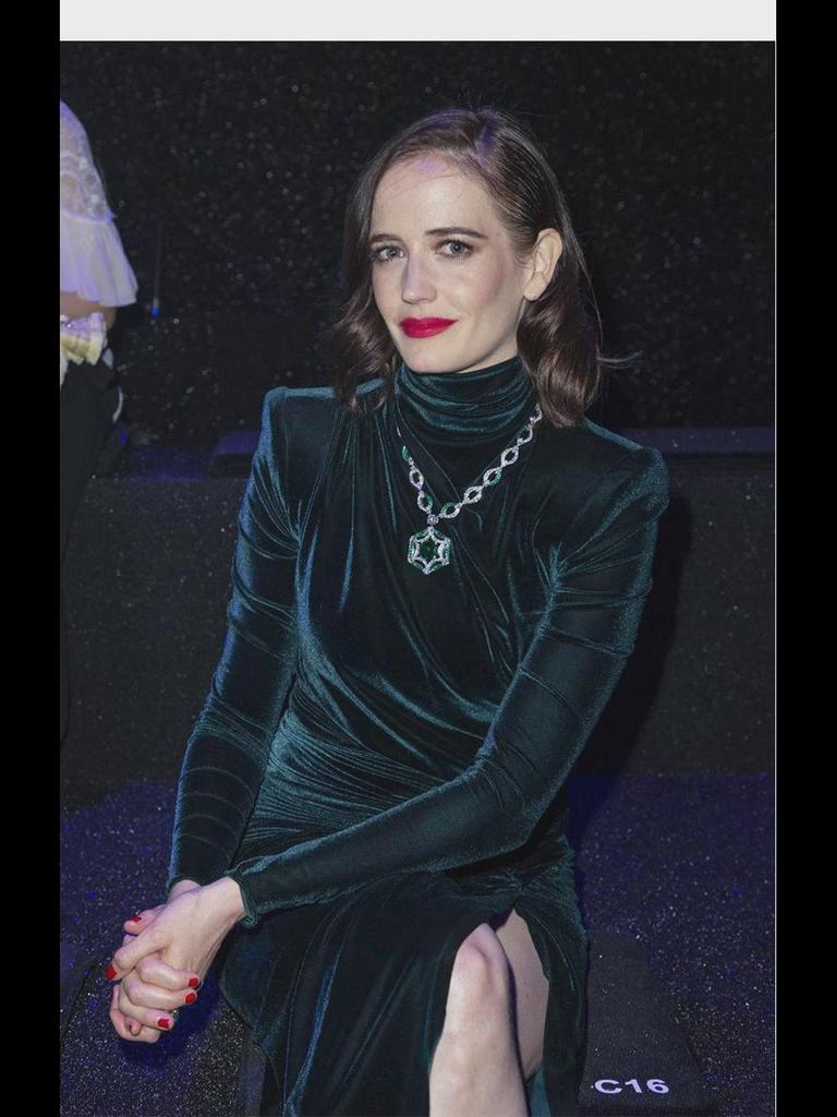 Осеннее платье 2025 года из темно-зеленого бархата с высоким разрезом, украшенное звездами, асимметричное длинное платье