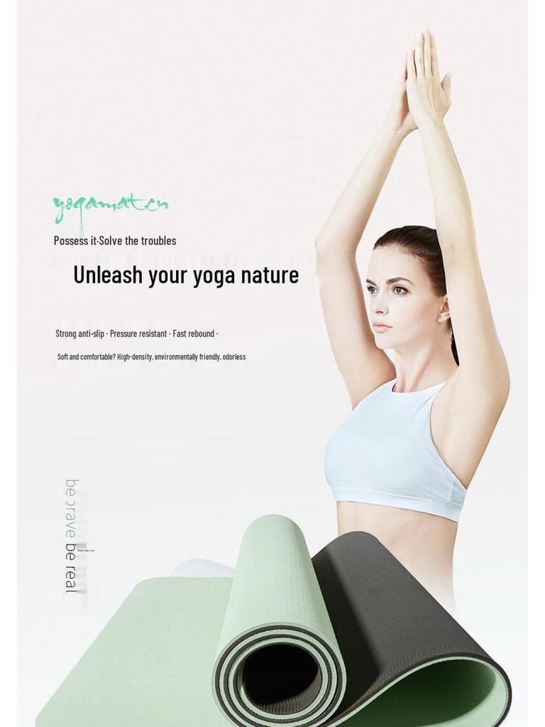 Экологичный нескользящий коврик для йоги: Звукоизолирующий и амортизирующий фитнес-коврик для использования в помещении.