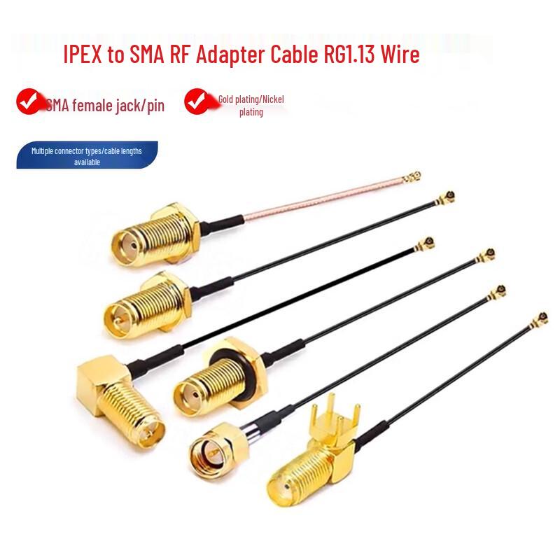 IPEX1 U.FL to SMA Right-Angle RG1.13 RF Jumper Cable (10cm, 10-Pack)