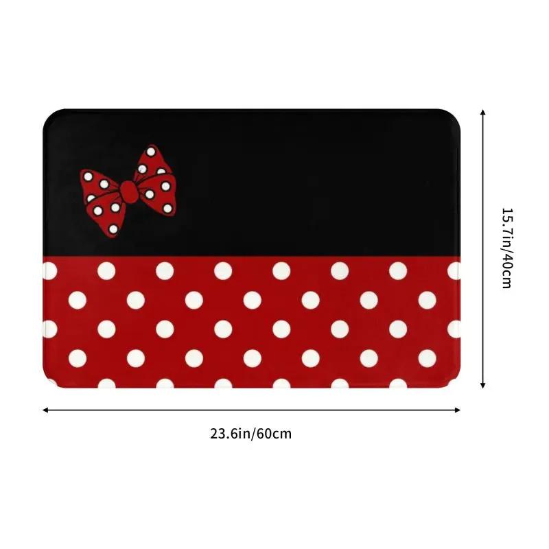 Cartoon Minnie Classic Polka Dots Front Door Mat Anti-Slip Indoor Absorbent Doormat Floor Bath Entrance Rug Carpet