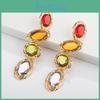 Стильные Креативные Разноцветные Серьги с Драгоценными Камнями Сплав Гальваническое Покрытие