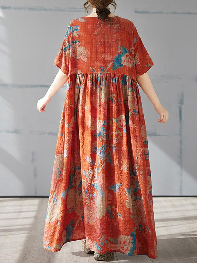 Xitao Женское платье с коротким рукавом и цветочным принтом ZMY1023