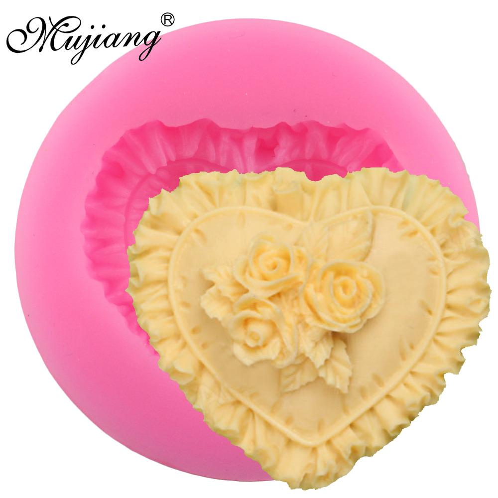 Силиконовые формы Сердце Роза Кружева Свадебный кекс Помадка Инструменты для украшения торта Gumpaste Шоколадная форма