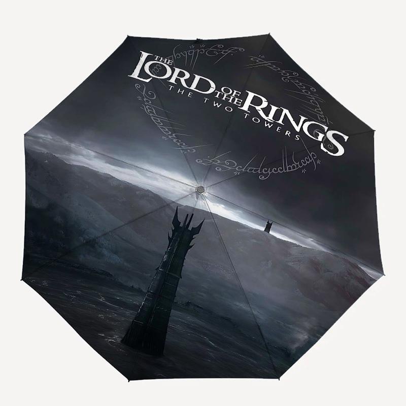 1pc The Lord of the Rings: The Two Towers Automatic Folding Umbrella - Compact 8-Rib Design, Durable Plastic & Iron1059L