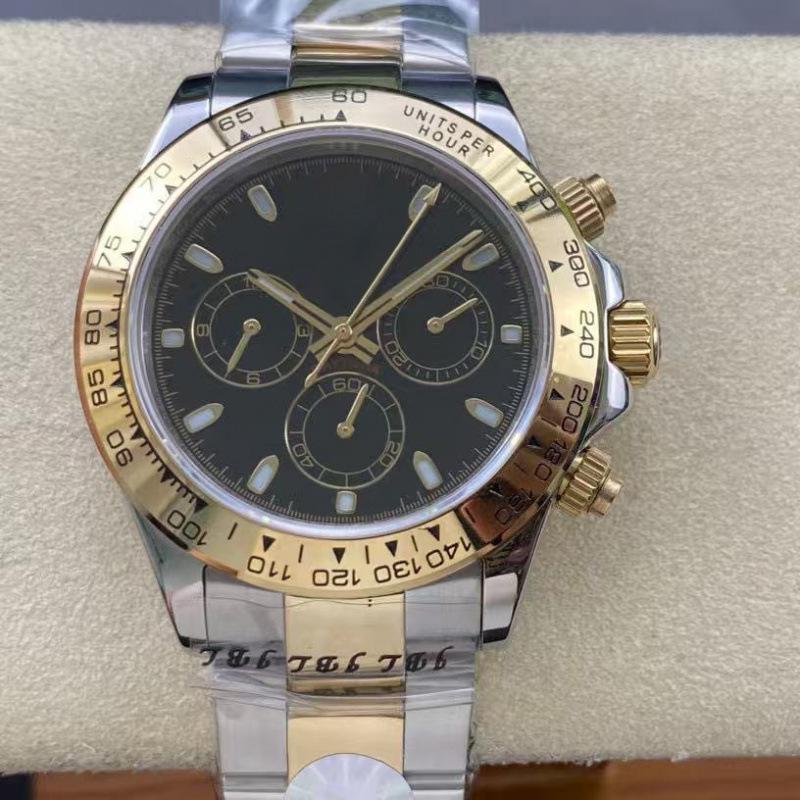 Мужские роскошные двухцветные автоматические часы La Jadia серии Daytona с цветным циферблатом, инкрустированным бриллиантами