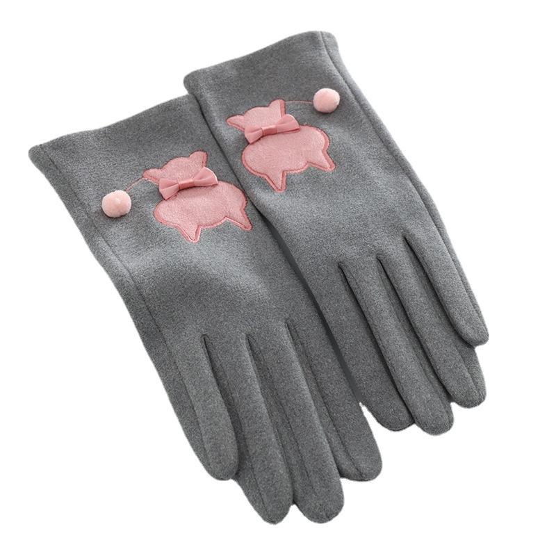 Winter Plus Velvet To Keep Warm and Cute Touch Screen Ski Riding Gloves