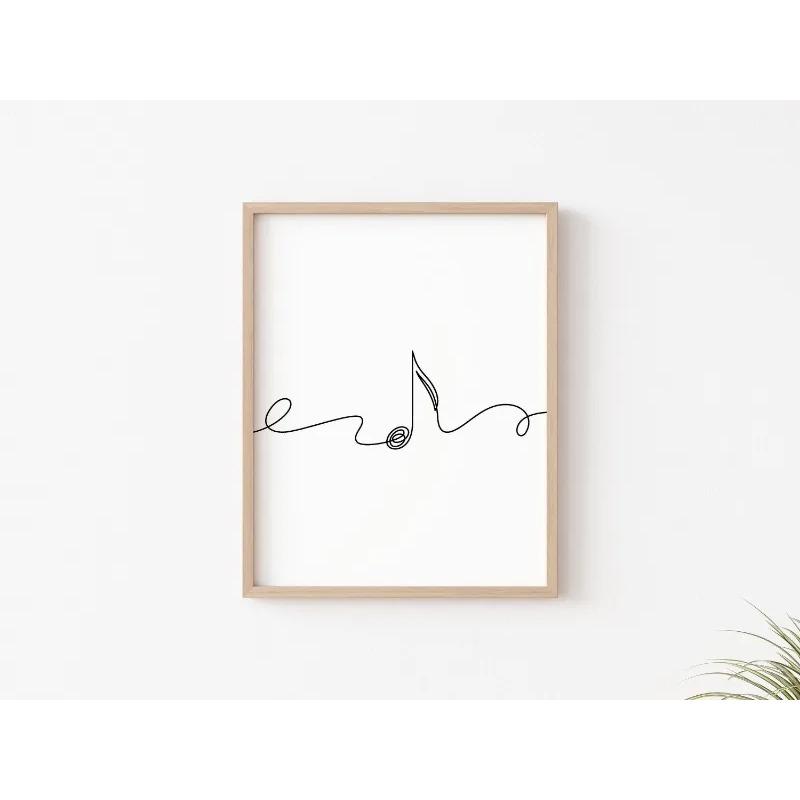 Скандинавский Черно-белый Музыкальный Рисунок Линиями Клавиша Фортепиано Гитара Барабан Постер Холст Живопись Настенное Искусство Картины Домашний Декор Детская