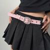 Square Buckle Rhinestone Belt PU Leather Women Waistband Vintage Lace Belt  Female
