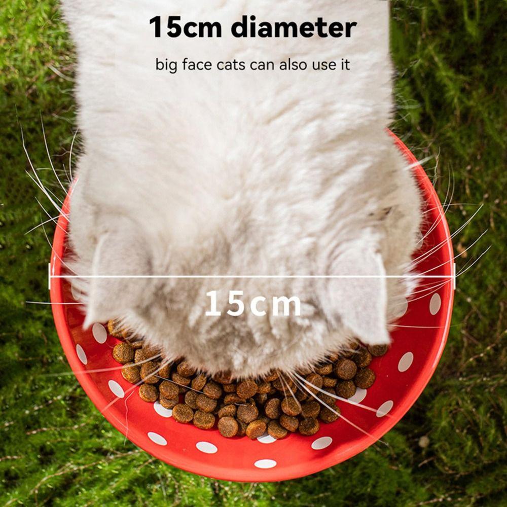 5.9*5.9*4.7 Inches Mushroom Cat Food Bowl Red Cat Food Basin Cute Elevated Cat Bowls