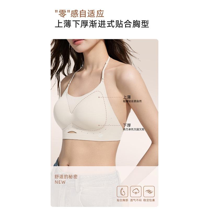 Women S Halter Neck Push Up Wireless Backless Bra