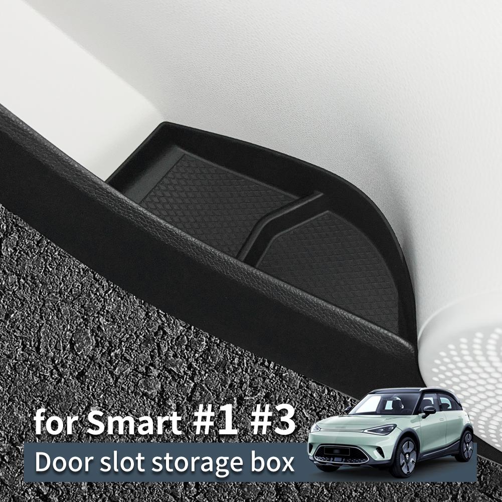 SMABEE for Smart #1 #3 Door Side Storage Box Front Rear Door Handle Tray Organizer Tidying TPE Car Accessories Black