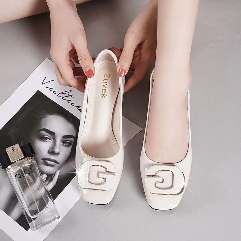 New Genuine Leather Single Shoes Women's New All-match Bright Leather Soft Leather Women's Shoes Loafers