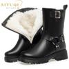 Fashion AIYUQI Women Snow Boots Winter 2025 New Genuine Leather Boots Ladies Natural Wool Warm Large Size Non Slip Mom Boots Women