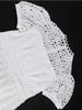 AOMEI White Lace Dresses Women Short Sleeve Hollow Out High Waist A Line Midi Casual Work Party Gowns