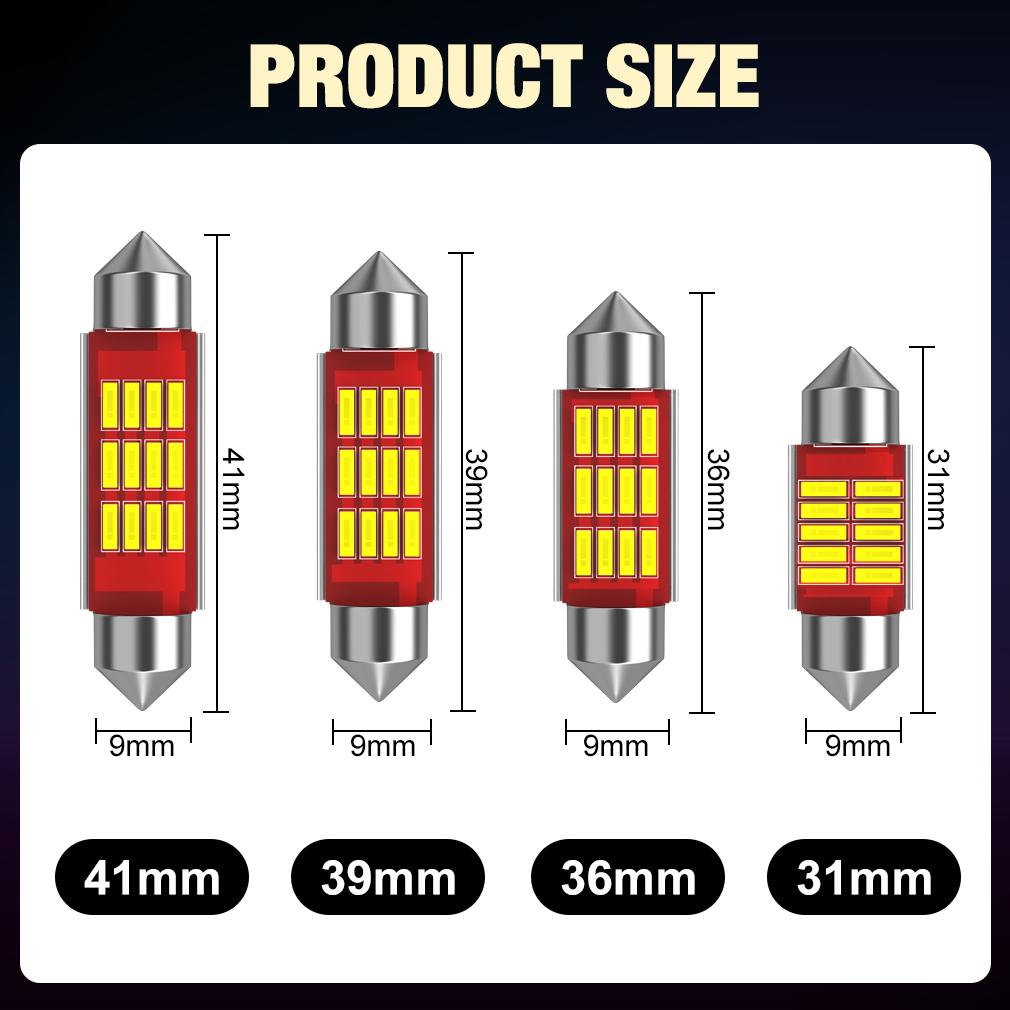 10pcs C5W LED C10W Canbus Festoon 31mm 36mm 39mm 41mm Error Free Car Interior Reading Light 12SMD 4014 Chips License Plate Bulbs Auto Lamp DC 12V