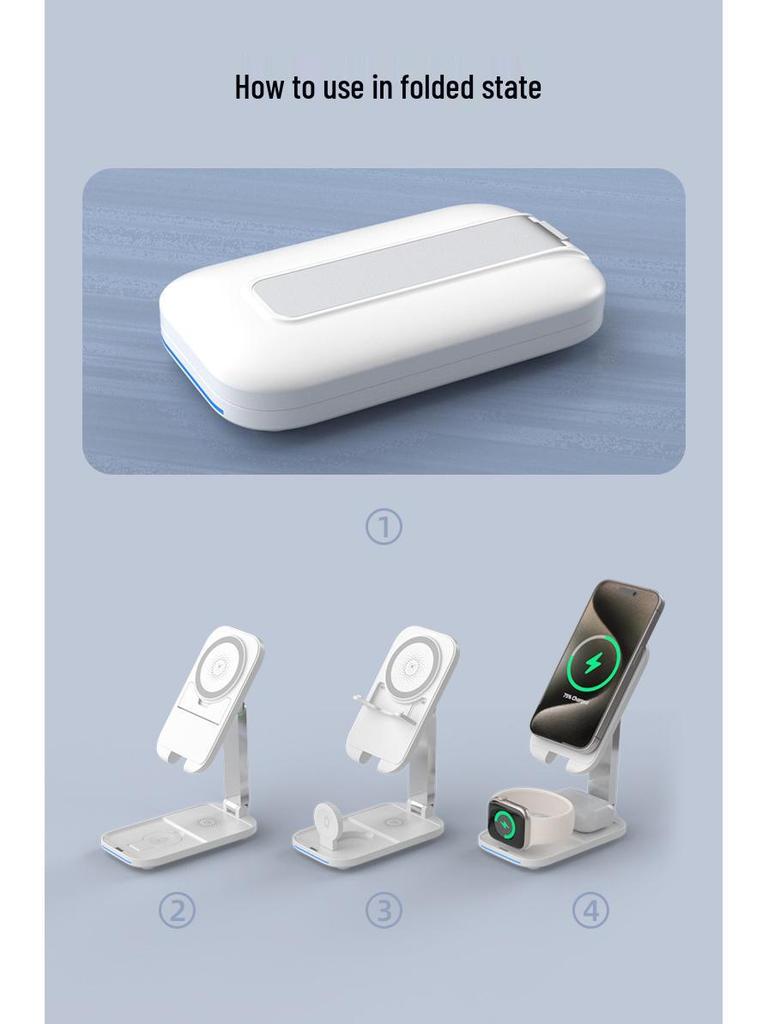 Foldable Magnetic 3-in-1 Wireless Charger for Apple Devices
