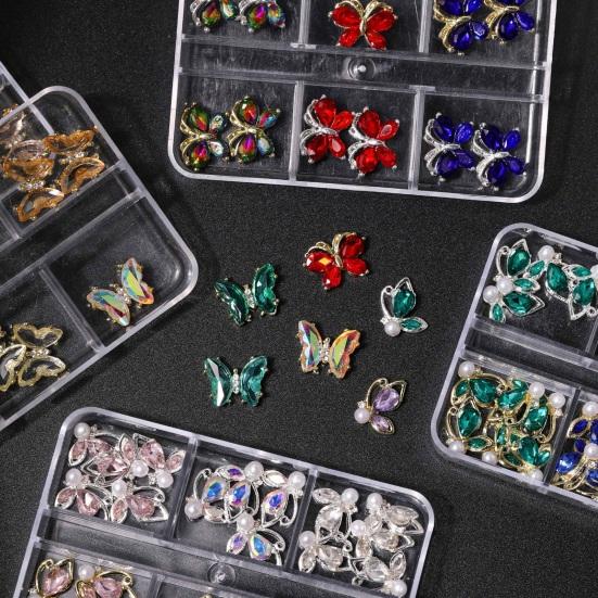 1 коробка DIY нейл-арт стразы украшения 3D сердце бабочка корона прямоугольник искусственный кристалл на сплаве подвески креативные украшения аксессуары