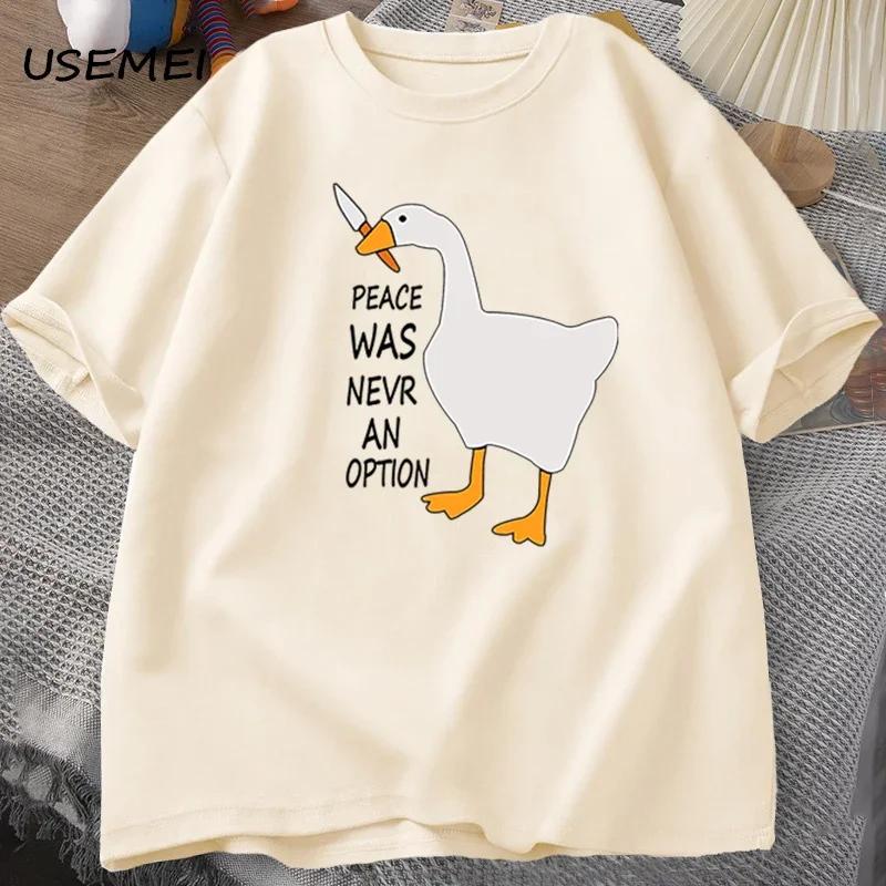 Футболки Goose Peace Was Never An Option для мужчин и женщин, летние, хлопковые, модные, для отдыха, крутые, мужская одежда, футболка с коротким рукавом
