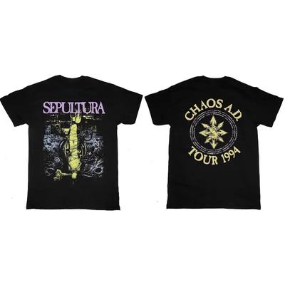 2026 SEPULTURA CHAOS A.D. Футболка с принтом TOUR 1994 Графическая Хлопок Унисекс Короткий рукав Мода Повседневный Винтаж Ретро Топы