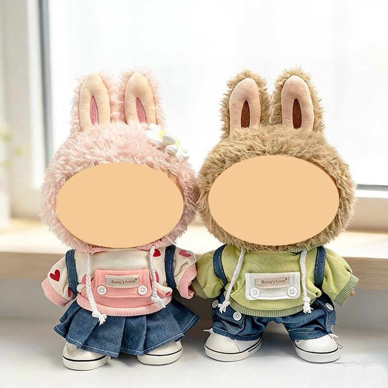[Cloth  Only]  Sweatshirt Dress Set for 38cm Plush Doll, Including Sweatshirt, Jean Skirt,white Canvas Shoes and Denim Backpack