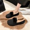 Women's Faux Suede Moccasin Shoes Fuzzy Plush Faux Fur Lined Loafer Shoes Winter Warm Non-slip Indoor Outdoor Low-Top Ultralight Casual Flat Shoes
