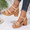Lucyever Braided High Heels Sandals Women 2025 Summer Pu Leather Platform Gladiator Shoes Woman Ankle Buckle Thick Heel Sandles