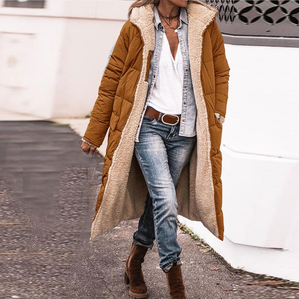 Женская мода, сращивание двух сторон, женская длинная куртка с капюшоном и жилетом