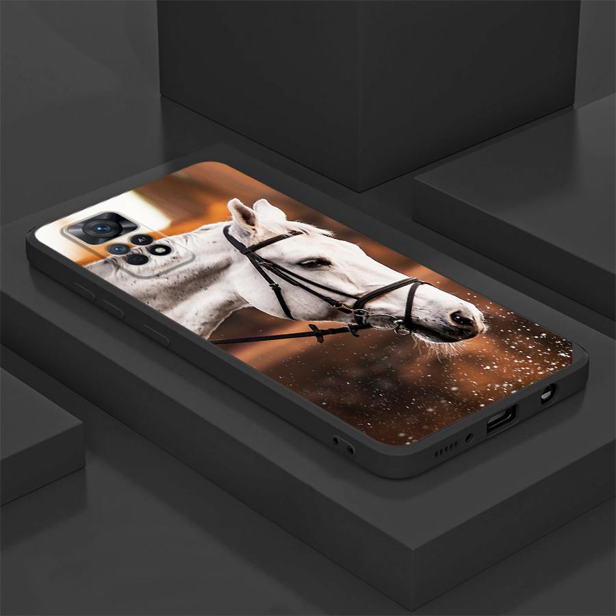 Чехол для Xiaomi Redmi Note 9 10 11 12 Pro 11s 13 14 Pro Plus 10S 12s 9S 7 8 Черный Мягкий Чехол для Телефона Лошадь Животное