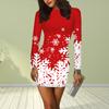 Long Sleeve Warm Snowflakes Print Dress Women Mini Dresses Autumn Skinny Stretchy Party Vestidos