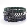 Плетеный кожаный браслет мужской простой крест полосатый искусственная кожа магнитный мужской модный браслет ручной работы ювелирный подарок Homme