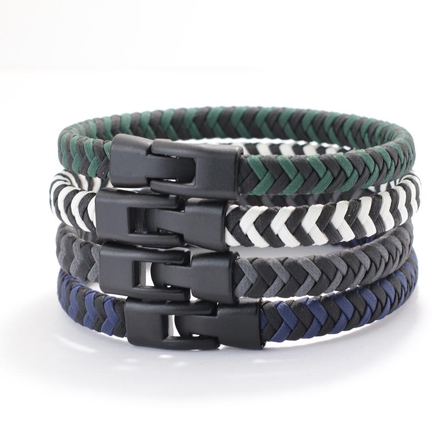 Плетеный кожаный браслет мужской простой крест полосатый искусственная кожа магнитный мужской модный браслет ручной работы ювелирный подарок Homme