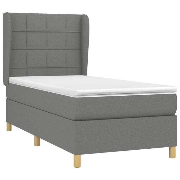 Maison Exclusive - Sommier à lattes de lit avec matelas Gris foncé 100x200cm Tissu
